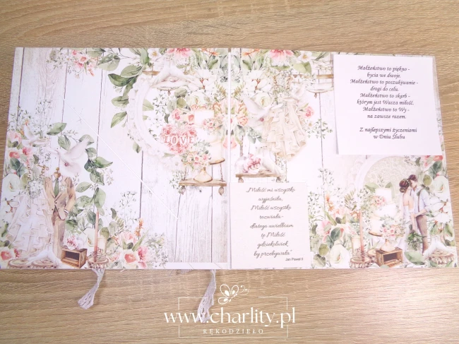 Elegancka kartka na ślub personalizowana z życzeniami i wierszykiem