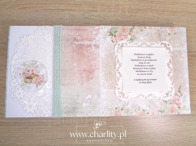 Elegancka kartka na ślub personalizowana z życzeniami