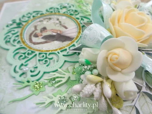 Kartka handmade z ilustracją młodej pary