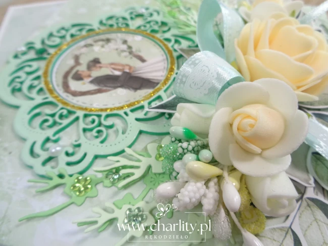 Kartka handmade z ilustracją młodej pary