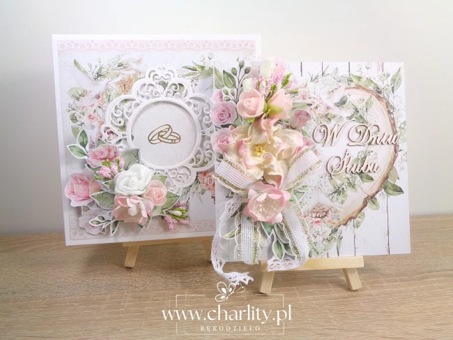 Kartka na ślub Romantyczne Gołąbki