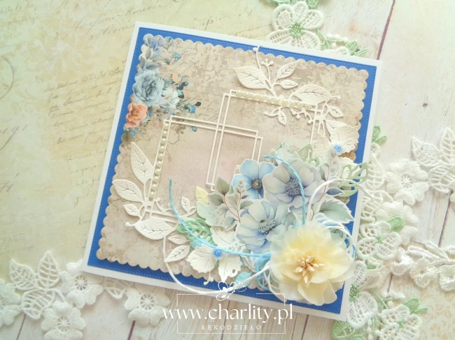Kartka ręcznie wykonana metodą scrapbookingu w stylu vintage