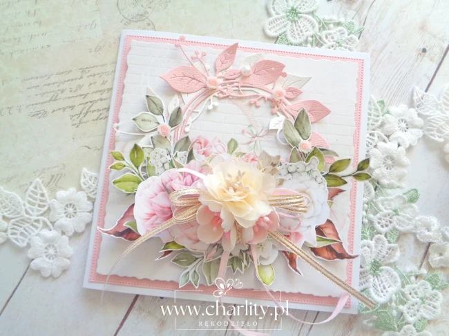 Kartka ręcznie robiona na urodziny i rocznicę z wykorzystaniem papierów Lemoncraft - Elegance