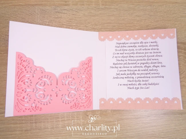 Personalizowana kartka na chrzciny dla dziewczynki z życzeniami