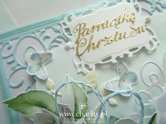 Scrapbookingowa kartka na Chrzest dla chłopca