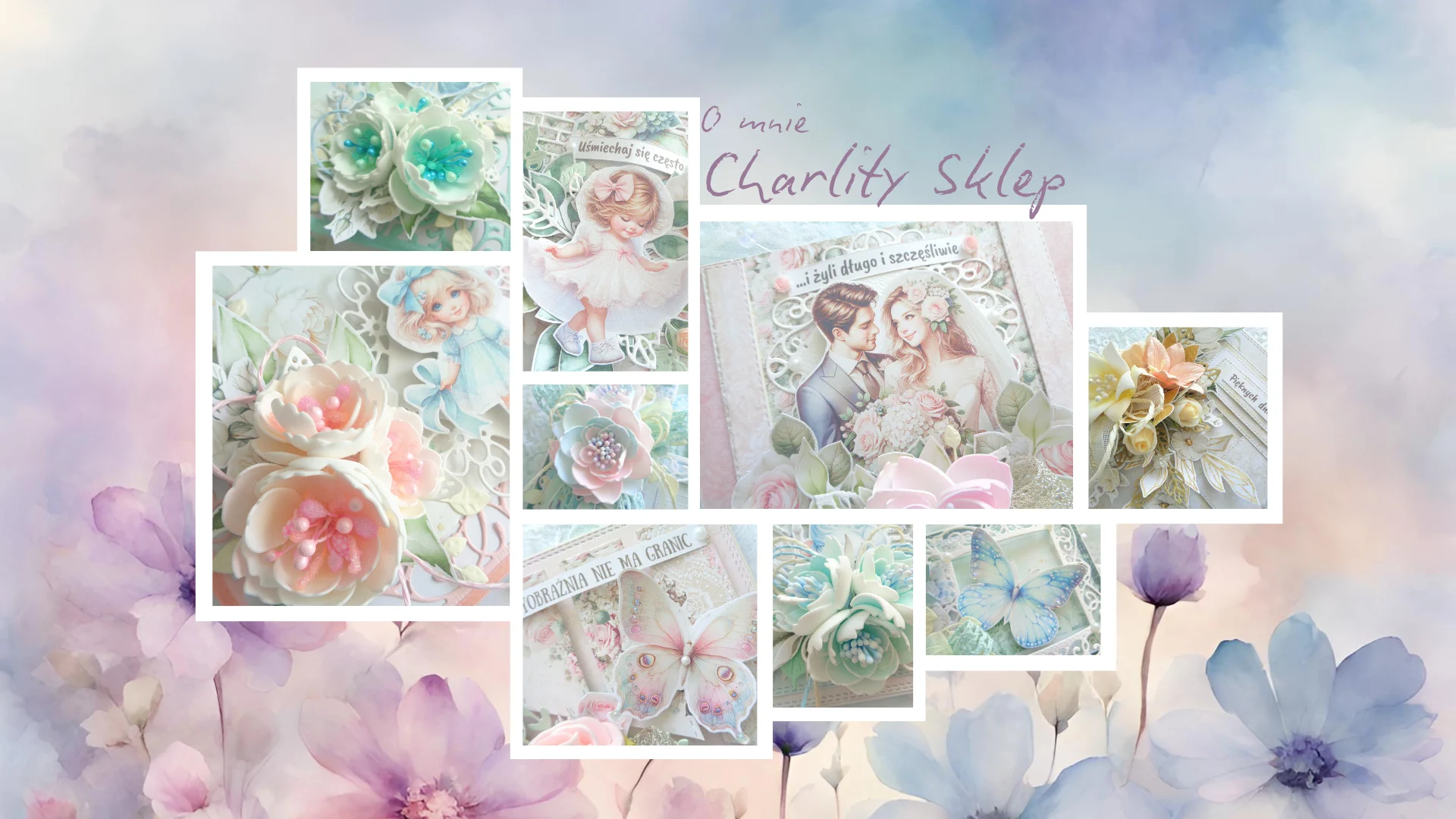Charlity – baner strony o mnie z kartkami handmade i rękodziełem