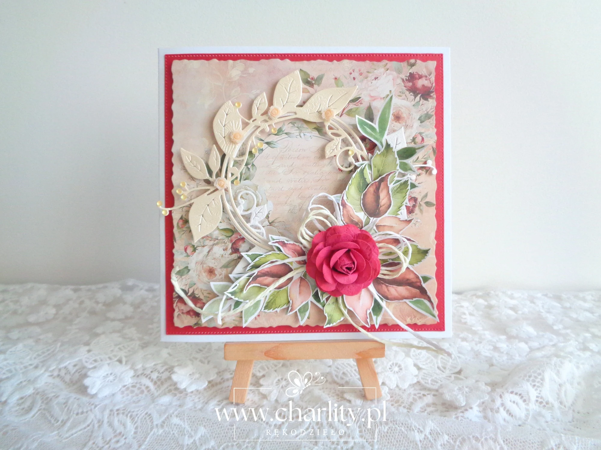 Kartka handmade na Urodziny i Rocznicę Różana Poezja